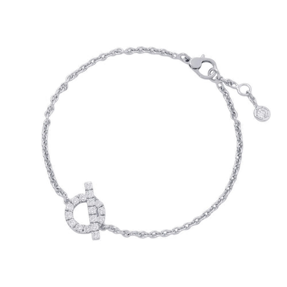 HERMES 18k Silver Diamond Charm Bracelet